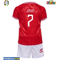 Dänemark Mathias Jensen #7 Heimtrikotsatz Kinder EM 2024 Kurzarm (+ Kurze Hosen)